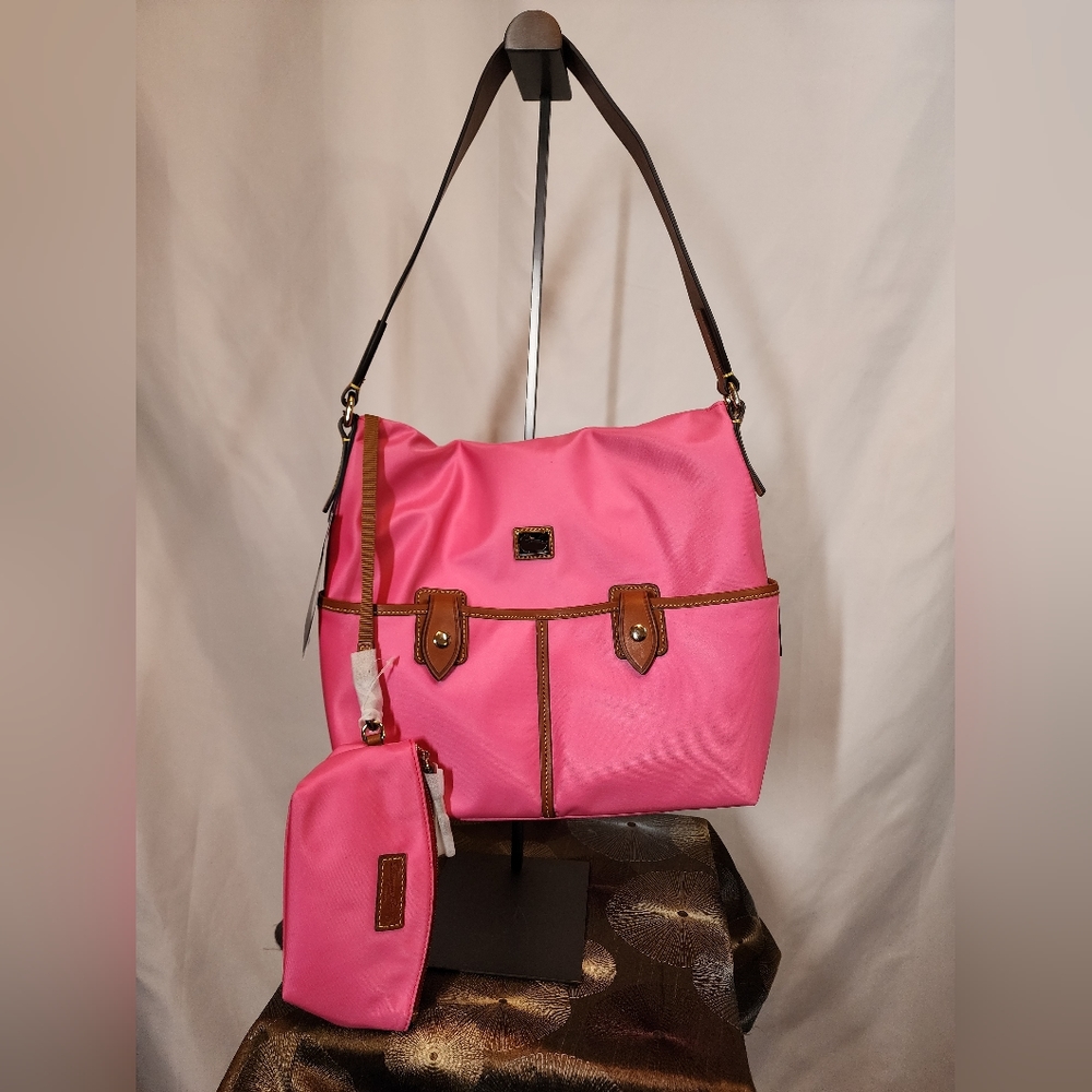 Dooney & Bourke Camden Nylon Hobo Bag with Cosmetic Pouch Kelly - pink